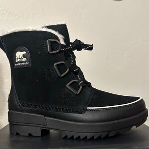 Sorel Black Tívoli Waterproof Winter Boots with Fur Trim